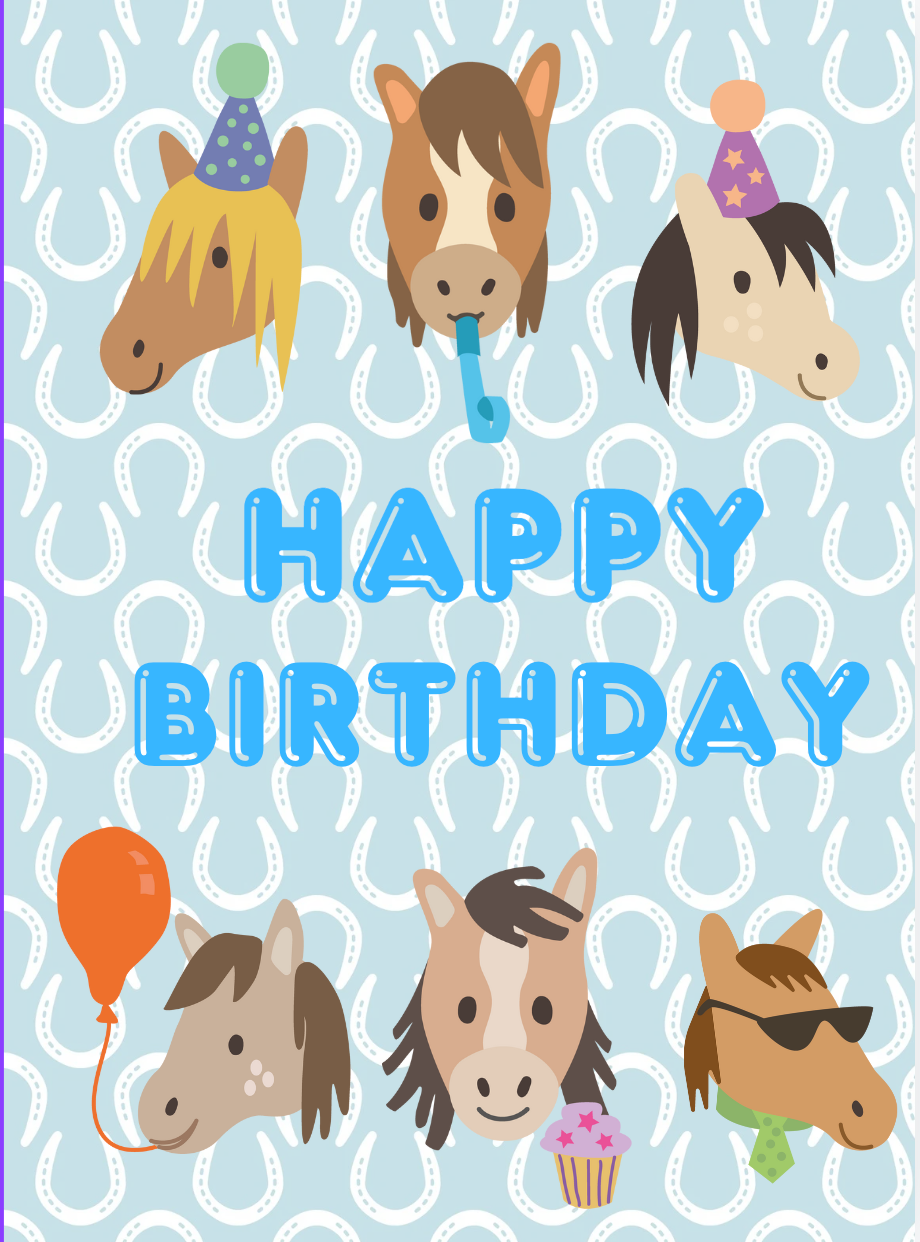 Pony Party Birthday Card