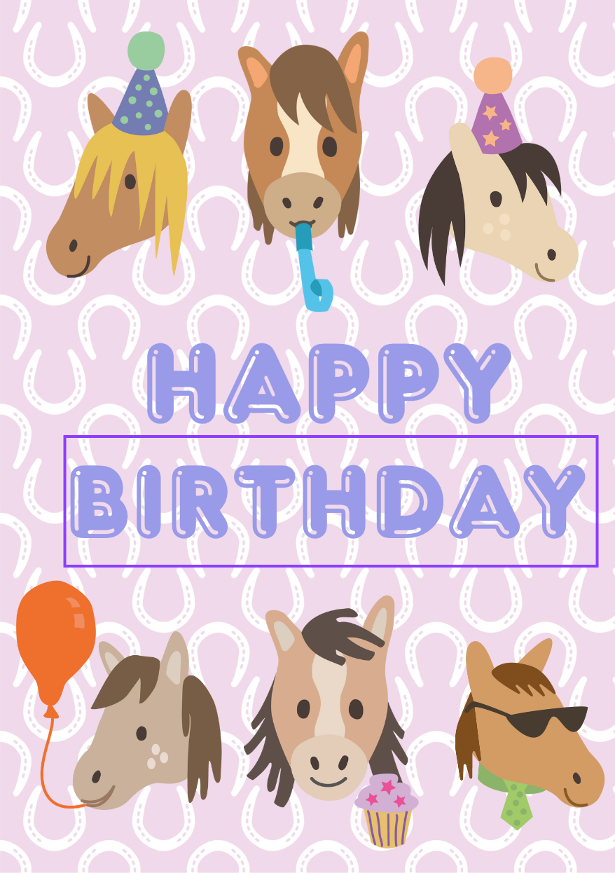 Pony Party Birthday Card