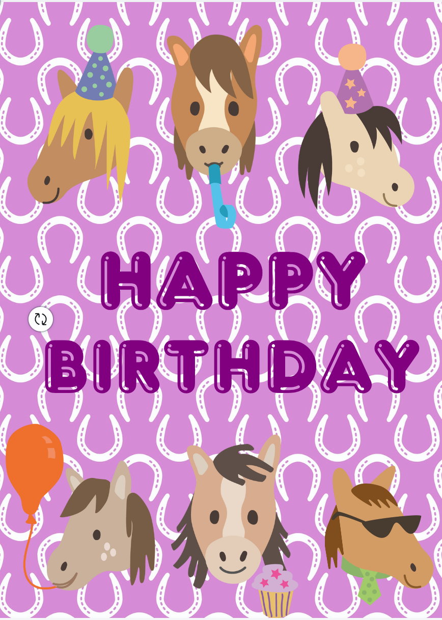 Pony Party Birthday Card