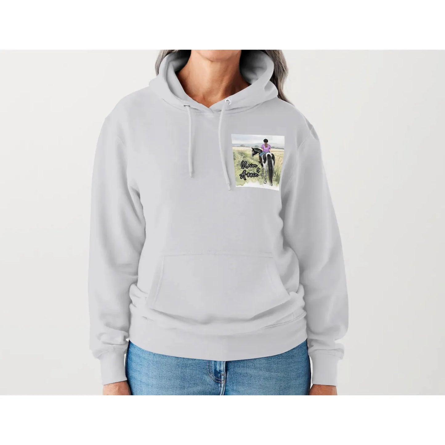 Childs Personalised Horse and Rider Hoodie - Custom Equestrian Sweatshirt with Names