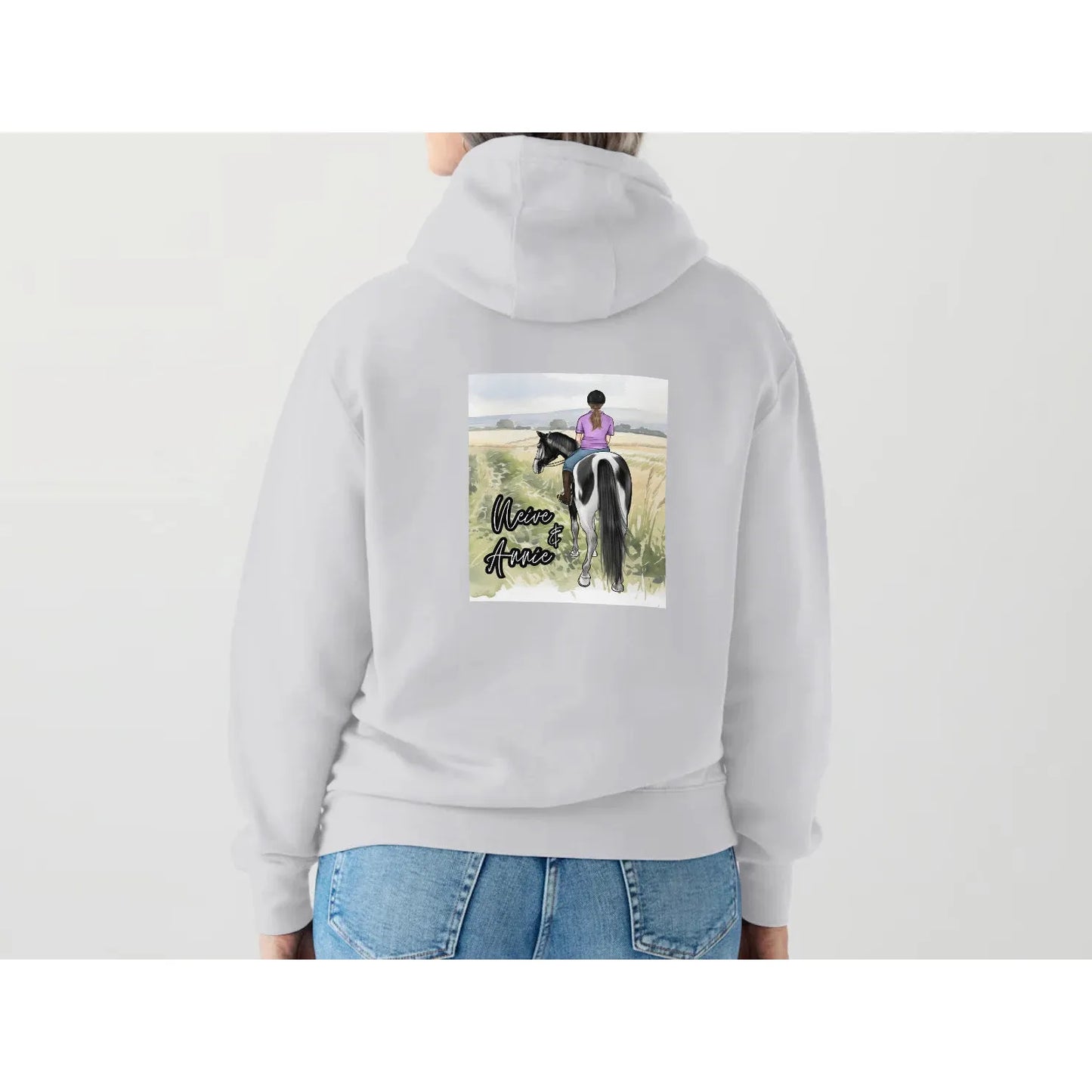 Childs Personalised Horse and Rider Hoodie - Custom Equestrian Sweatshirt with Names